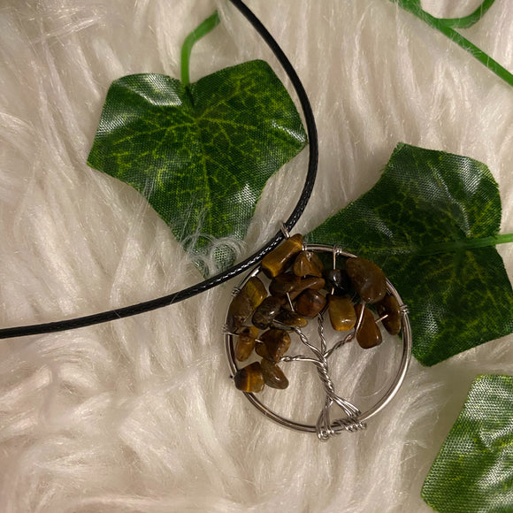 Tiger Eye Wired Tree Necklace