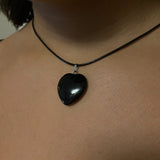 Heart Black Obsidian Onyx Necklace