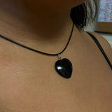 Heart Black Obsidian Onyx Necklace