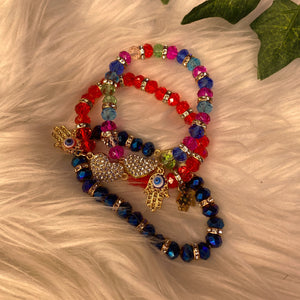 Gem Stones Evil Eye Charm Bracelets